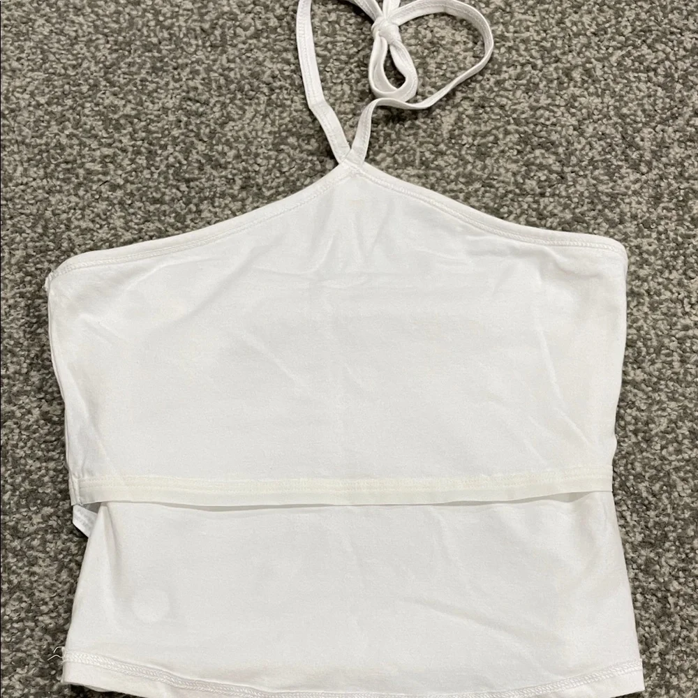 White Halter Crop Top - Picture 3 of 4